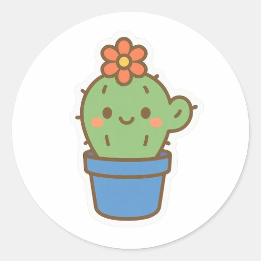 grillige cactus ronde sticker (Voorkant)