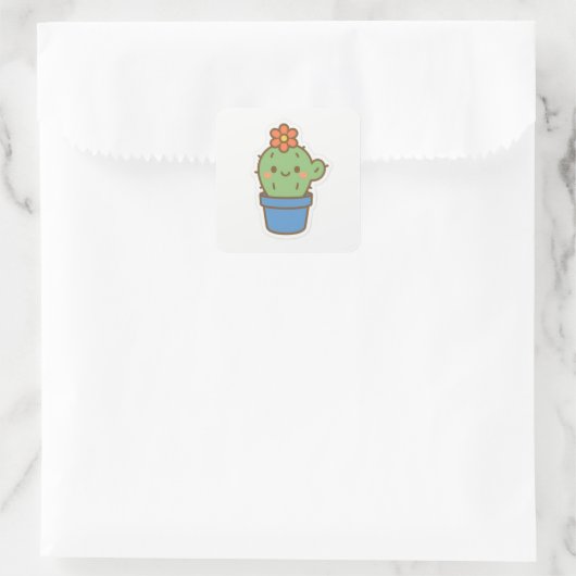 grillige cactus vierkante sticker (Tas)