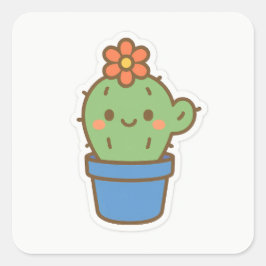 grillige cactus vierkante sticker