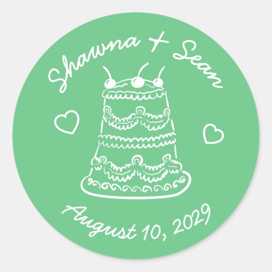 Grillige Cake Doodle Schets Moderne AANPASBAAR Ronde Sticker (Voorkant)