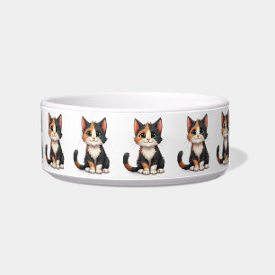 Grillige Calico Kat met Kat-Attitude Voerbakje