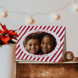 Grillige Candy Cane Streep Vakantiefotokaart Feestdagen Kaart