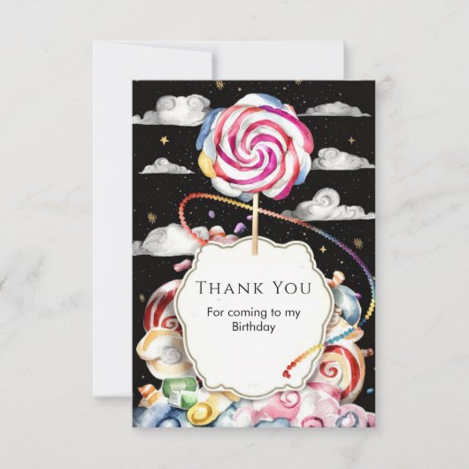 Grillige Candyland Verjaardag Bedankkaart (Voorkant)