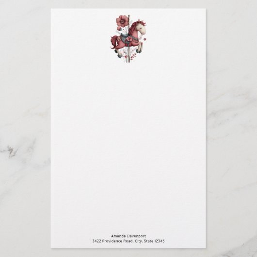 Grillige Carrousel Paard Afbeelding Briefpapier (Voorkant)