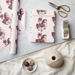 Grillige Carrousel Paard Afbeelding Patroon Cadeaupapier