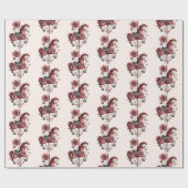Grillige Carrousel Paard Afbeelding Patroon Cadeaupapier (Vlak)