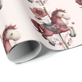 Grillige Carrousel Paard Afbeelding Patroon Cadeaupapier (Rol Hoek)