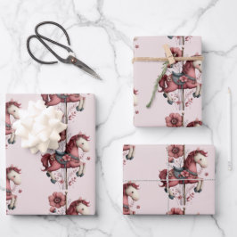 Grillige Carrousel Paard Afbeelding Patroon Inpakpapier Vel