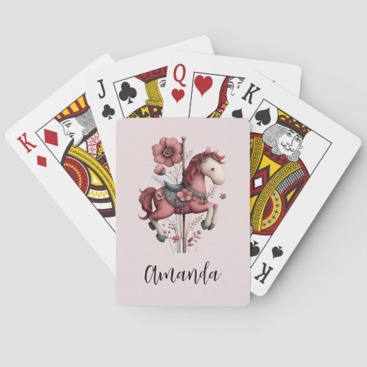 Grillige Carrousel Paard Afbeelding Pokerkaarten (Achterkant)