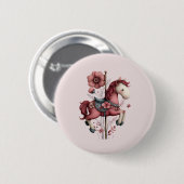 Grillige Carrousel Paard Afbeelding Ronde Button 5,7 Cm (Voorkant /achterkant)