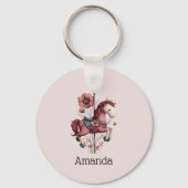 Grillige Carrousel Paard Afbeelding Sleutelhanger (Voorkant)