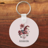 Grillige Carrousel Paard Afbeelding Sleutelhanger (Voorkant)