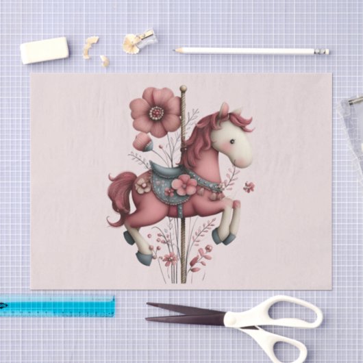 Grillige Carrousel Paard Afbeelding Tissuepapier (Craft)