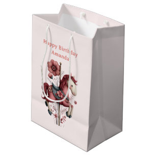 Grillige Carrousel Paard Afbeelding Verjaardag Medium Cadeauzakje