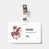 Grillige Carrousel Paard Beeld Zakelijk Badge (Achterkant met clip)