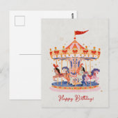 grillige  carrousel Waterverf Briefkaart (Voorkant / Achterkant)