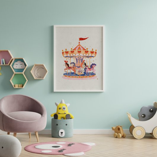 grillige  carrousel Waterverf Poster