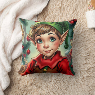 Grillige Cartoon Elf   Kerstmis Kussen