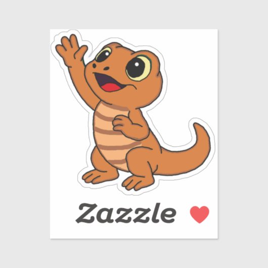 Grillige Cartoon Gecko Decal Bruin Sticker (Vel)