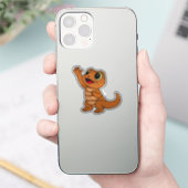 Grillige Cartoon Gecko Decal Bruin Sticker (Telefoon)