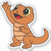 Grillige Cartoon Gecko Decal Bruin Sticker (Voorkant)