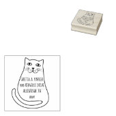Grillige Cartoon Kat Retouradres Stempel (Gestempeld)