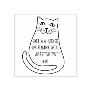 Grillige Cartoon Kat Retouradres Stempel