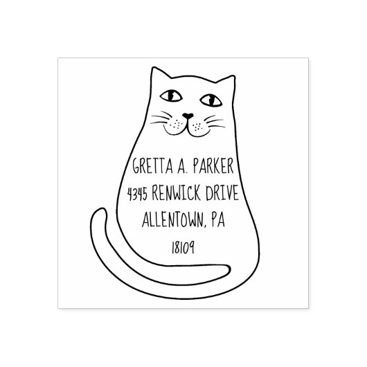 Grillige Cartoon Kat Retouradres Stempel (Afrduk)