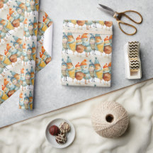 grillige cartoon kippen in wollige petten en sjaal