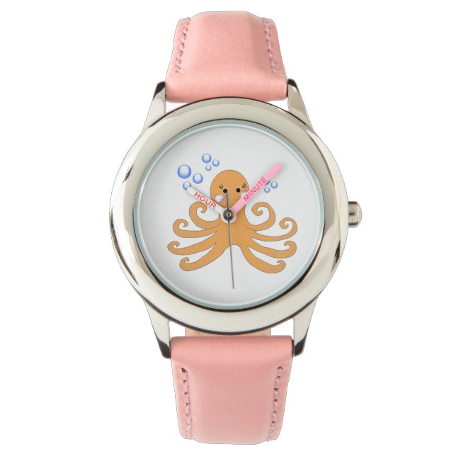 Grillige Cartoon Octopus Horloge (Voorkant)