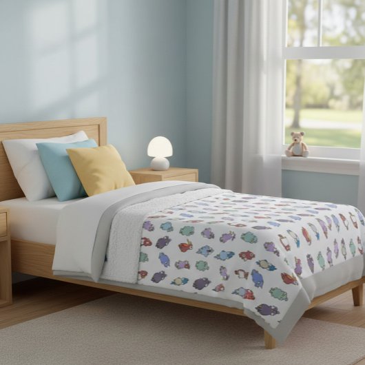 grillige Cartoon vogels gooien deken