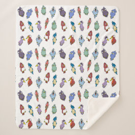 grillige Cartoon vogels gooien deken