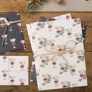 Grillige Champagne Kerstcadeau Inpakpapier Vel