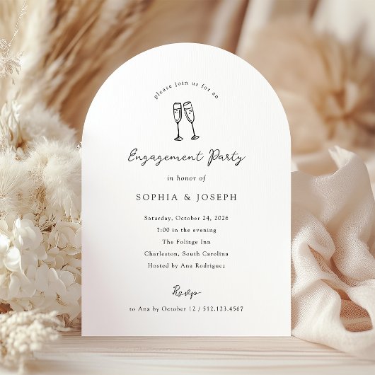 grillige champagneglazen | Verlovingsfeest Kaart