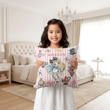 Grillige Chibi Alice Roze Streep Accent Kussen