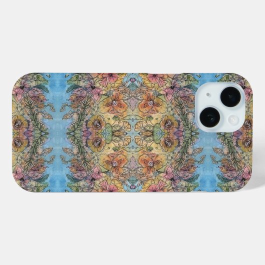 grillige chique bloementuin Waterverf schilderij Case-Mate iPhone Case (Achterkant (horizontaal))