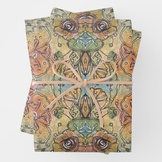 grillige chique bloementuin Waterverf schilderij Inpakpapier Vel (In situ)