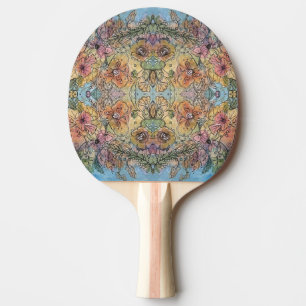grillige chique bloementuin Waterverf schilderij Tafeltennisbatje