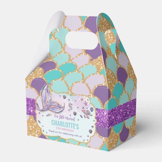 grillige chique zeemeermin verjaardagsfeestje dank bedankdoosjes (Achterkant)