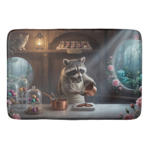 Grillige Chocolade Winkel Diorama met Wasbeer  Badmat