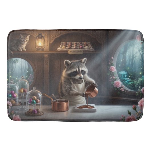 Grillige Chocolade Winkel Diorama met Wasbeer Badmat (Voorkant)