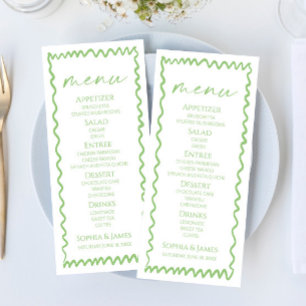 Grillige Citrus Groen Golvende Rand Bruiloft Menu