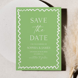 Grillige Citrus Groen Golvende Rand Trouwdag Save The Date