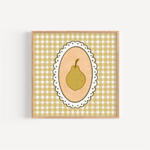 Grillige Coquette Peer met Gingham Achtergrond Poster