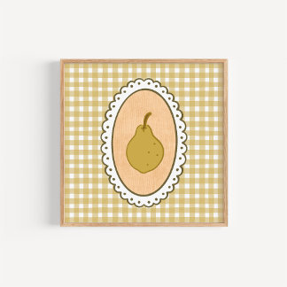 Grillige Coquette Peer met Gingham Achtergrond Poster