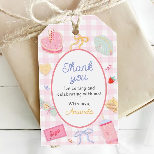 Grillige Coquette Roze Handgetekend Cadeaulabel