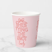 Grillige coquette strik bindt knoop bruiloft papieren bekers (Voorkant)