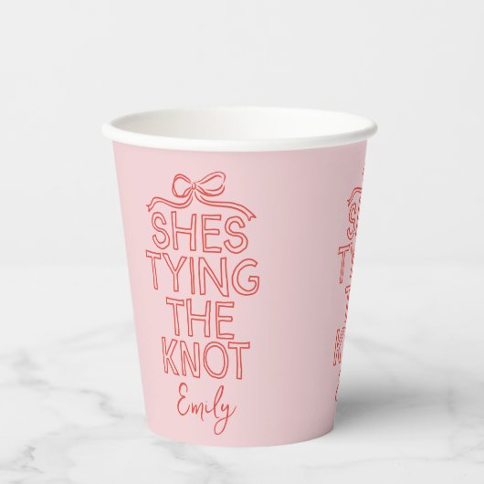 Grillige coquette strik bindt knoop bruiloft papieren bekers (Voorkant)