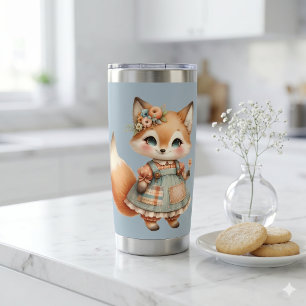 Grillige Cottagecore Bloemige Pastel Vos Geïsoleerde Drinkbeker