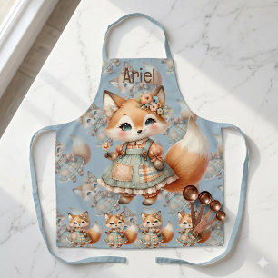 Grillige Cottagecore Bloemige Pastel Vos Schort